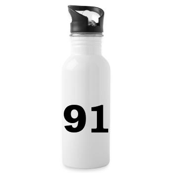 Number - 91 – Ninety One - Water bottle with straw - white - Right