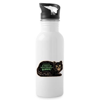 Vintage Halloween Black Cat Night of Horror - Water bottle with straw - white - Right