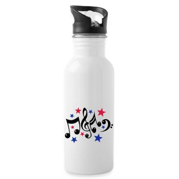 Music Notes and Stars 3c - Water bottle with straw - white - Right