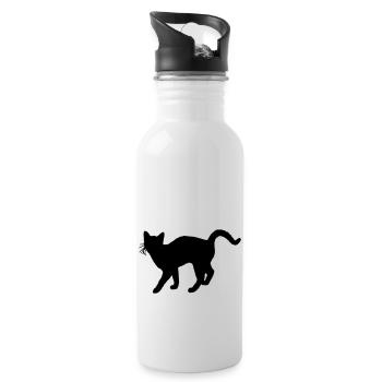 katze - Trinkflasche mit integriertem Trinkhalm - Weiß - Rechts