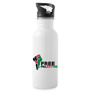 Free Palestine - Trinkflasche mit integriertem Trinkhalm - Weiß - Rechts