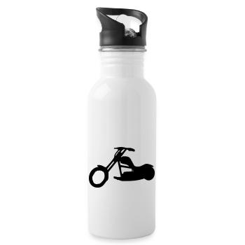 Motorrad - Bike - Chopper - Trinkflasche mit integriertem Trinkhalm - Weiß - Rechts