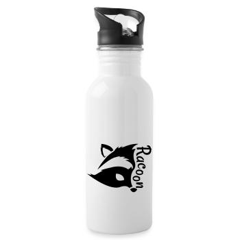 Raccon, Waschbär - Trinkflasche mit integriertem Trinkhalm - Weiß - Rechts