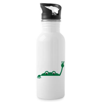 Frog face - Water bottle with straw - white - Right