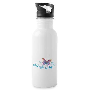 Butterflies Butterflies Insects Spring Summer - Water bottle with straw - white - Right