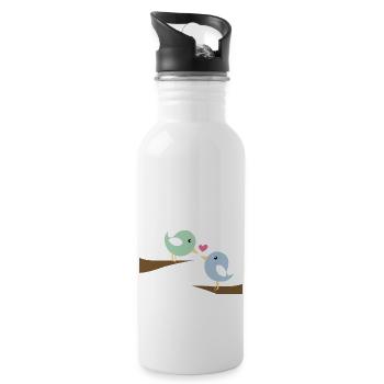 Amoureux des oiseaux - Gourde avec paille intégrée - blanc - Droite