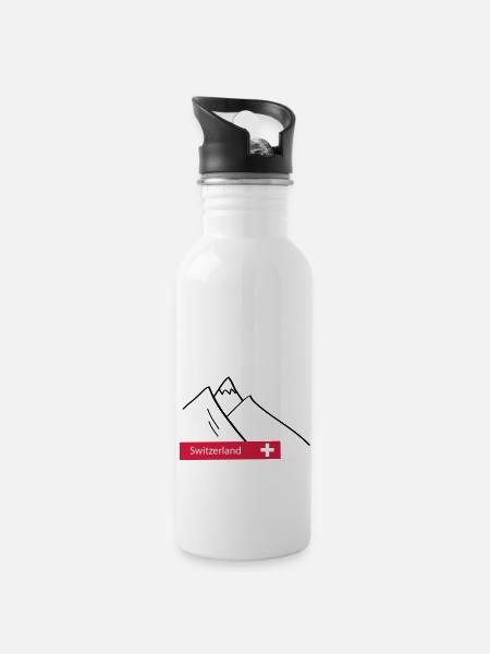Suisse Suisse Alpes montagnes - Gourde avec paille intégrée - blanc