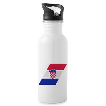 croatia stripe flag - Trinkflasche mit integriertem Trinkhalm - Weiß - Rechts