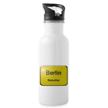 Ortsschild Berlin Besucher - Water bottle with straw - white - Right