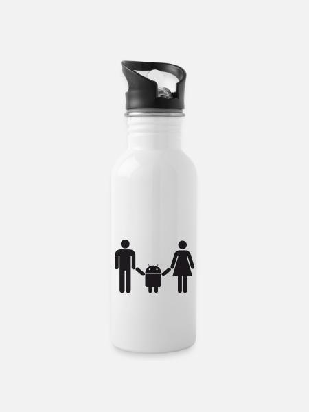 Android Baby - Water bottle with straw - white