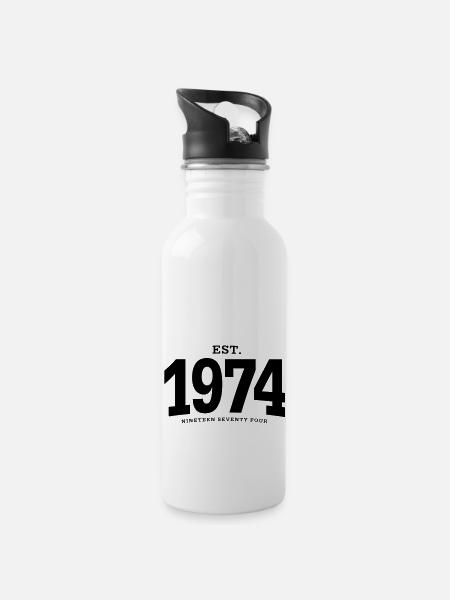EST. 1974 Nineteen Seventy Four - Water bottle with straw - white