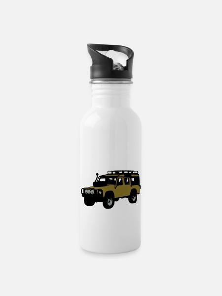 Offroader - Trinkflasche mit integriertem Trinkhalm - Weiß