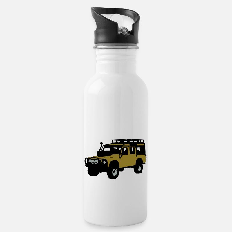 Offroader - Trinkflasche mit integriertem Trinkhalm - Weiß