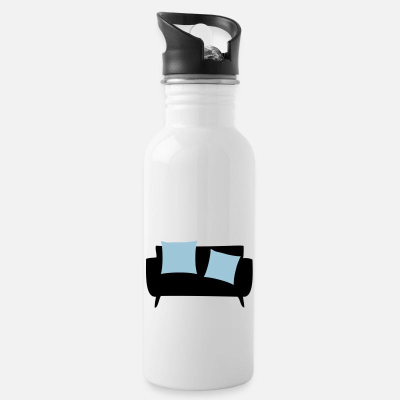 Schlafsofa & Kissen - Trinkflasche mit integriertem Trinkhalm - Weiß