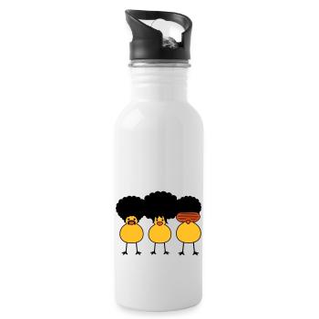 Funky Chicks - Trinkflasche mit integriertem Trinkhalm - Weiß - Rechts