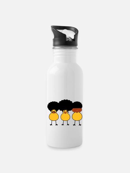 Funky Chicks - Water bottle with straw - white
