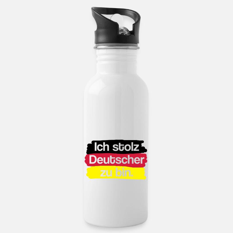 Ich stolz Deutscher zu bin. - Trinkflasche mit integriertem Trinkhalm - Weiß