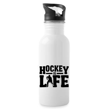 Hockey is Life - Trinkflasche mit integriertem Trinkhalm - Weiß - Rechts