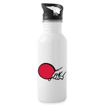tischtennis_shake_hands_2c - Trinkflasche mit integriertem Trinkhalm - Weiß - Rechts