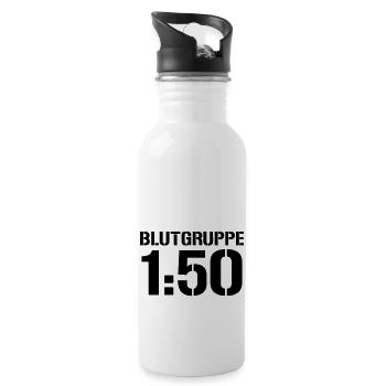 Blutgruppe 1zu50 - Trinkflasche mit integriertem Trinkhalm - Weiß - Rechts