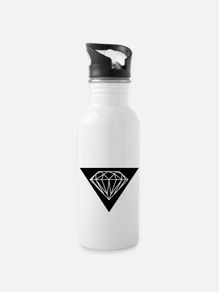 diamant - Trinkflasche mit integriertem Trinkhalm - Weiß