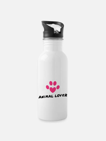 Animal Lover - Water bottle with straw - white