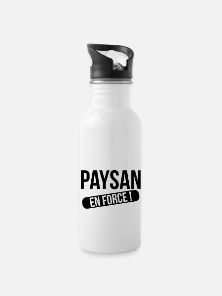 Paysan en force ! - Gourde avec paille intégrée - blanc