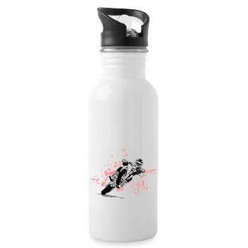 Supermoto Racing - Trinkflasche mit integriertem Trinkhalm - Weiß - Rechts