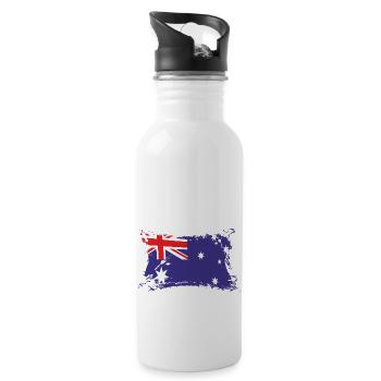Australian Flag / Flagge Australien / Australia - Trinkflasche mit integriertem Trinkhalm - Weiß - Rechts