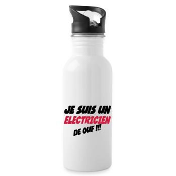 Je suis un électricien de ouf !!! 222 - Trinkflasche mit integriertem Trinkhalm - Weiß - Rechts