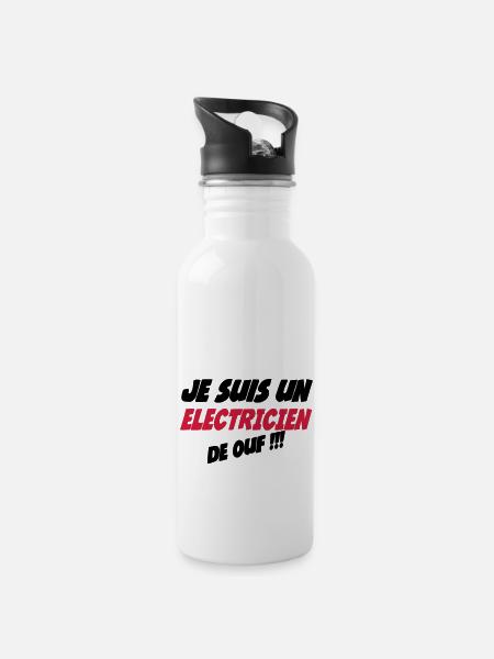 Je suis un électricien de ouf !!! 222 - Water bottle with straw - white