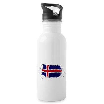 Iceland Flag - Vintage Look - Trinkflasche mit integriertem Trinkhalm - Weiß - Rechts