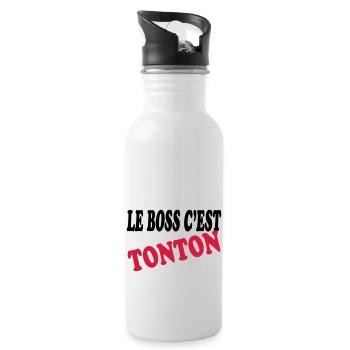 Le boss c'est tonton - Trinkflasche mit integriertem Trinkhalm - Weiß - Rechts