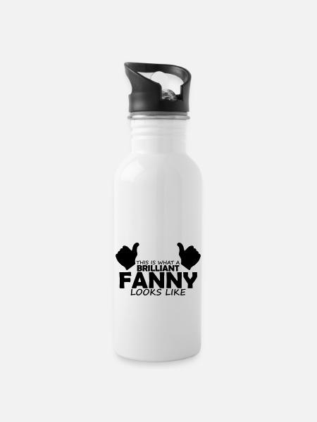 brilliant fanny - Water bottle with straw - white