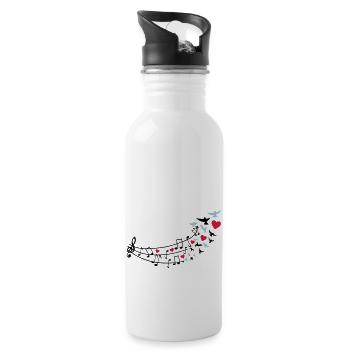 love_music_noten2 - Trinkflasche mit integriertem Trinkhalm - Weiß - Rechts
