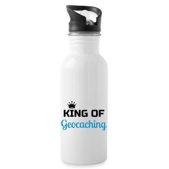 Geocaching / Geocacher / Compass / GPS - Water bottle with straw - white - Right