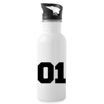 01 - Trinkflasche mit integriertem Trinkhalm - Weiß - Rechts
