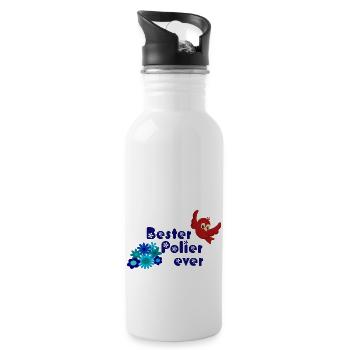 Bester Polier ever - Maurer Bau Baurabeiter - Trinkflasche mit integriertem Trinkhalm - Weiß - Rechts