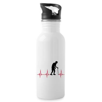 Herzschlag EKG Opa - Trinkflasche mit integriertem Trinkhalm - Weiß - Rechts