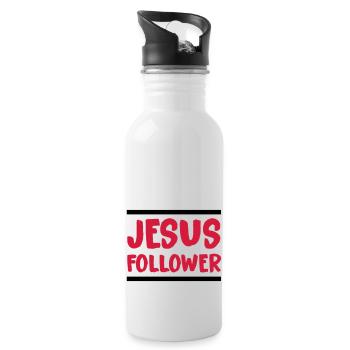 jesus_follower_002 - Trinkflasche mit integriertem Trinkhalm - Weiß - Rechts