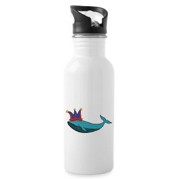 Karneval Karnewal Wal Fasching Lustig Wortspiel - Trinkflasche mit integriertem Trinkhalm - Weiß - Rechts