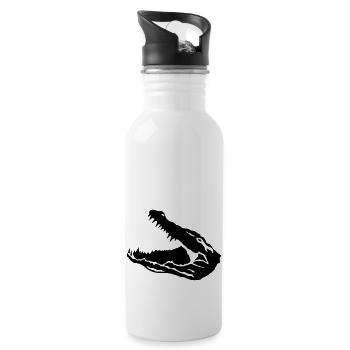 crocodile open mouth - Water bottle with straw - white - Right