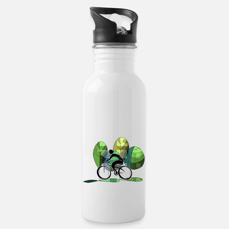 Radfahrer - Trinkflasche mit integriertem Trinkhalm - Weiß