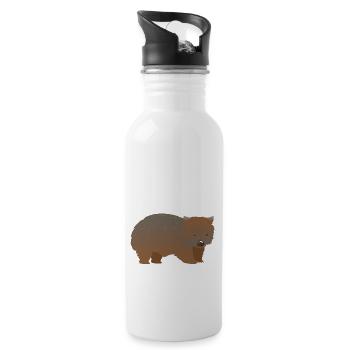 Brauner haariger Nasenwombat - Trinkflasche mit integriertem Trinkhalm - Weiß - Rechts