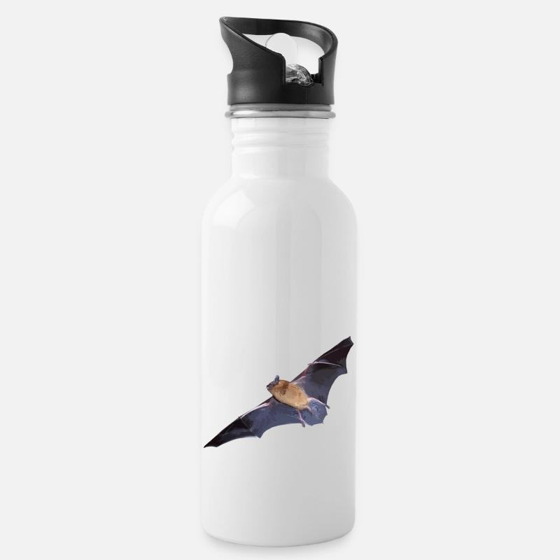 Bat - Water bottle with straw - white