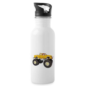 Monstertruck, Geländewagen, Pickup, Van - Trinkflasche mit integriertem Trinkhalm - Weiß - Rechts