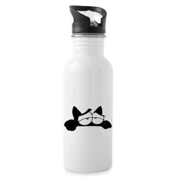 Black Cat 11 Katze - Trinkflasche mit integriertem Trinkhalm - Weiß - Rechts