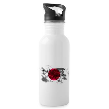 background with flag of Japan - Water bottle with straw - white - Right