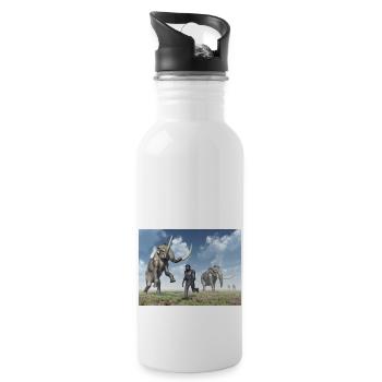Mammoths and Homo Habilis - Water bottle with straw - white - Right