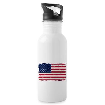 USA Flagge - Flag of United States of America - Water bottle with straw - white - Right
